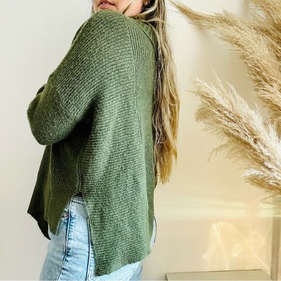 FADED GLORY Olive Green Side Zip Asymmetrical Knit Turtleneck Cowl Sweater M - Picture 11 of 11